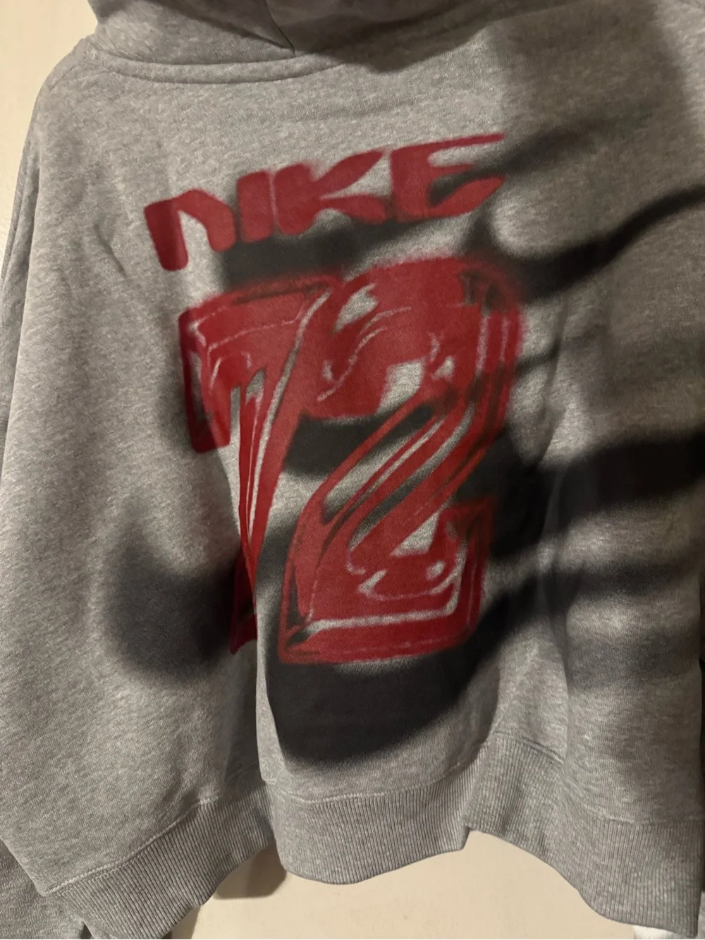 Nike Grey Cropped Hoodie with Maroon Swoosh Script